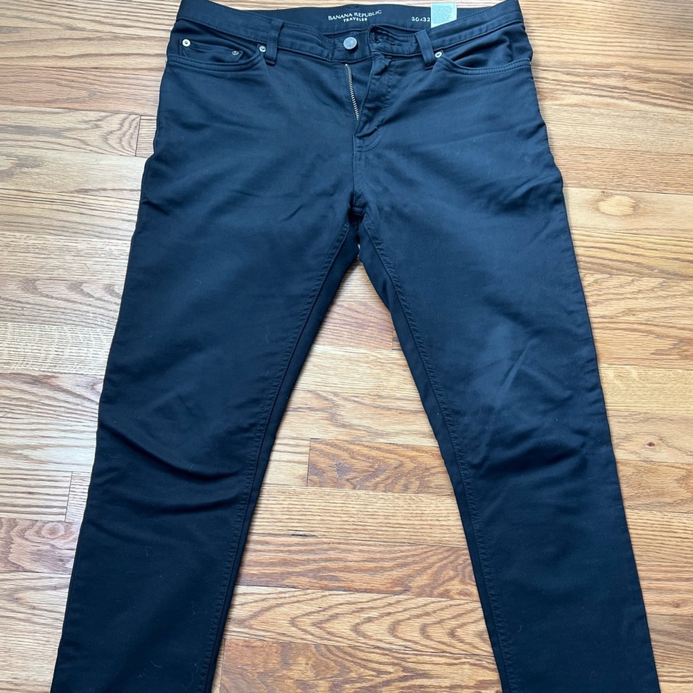All black Banana Republic traveler pants